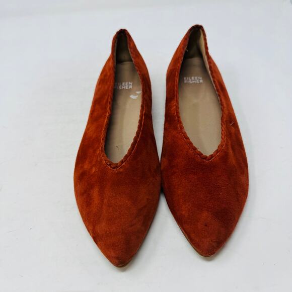 Eileen Fisher Women’s Size 8 Rust Suede Ballet Flats Slip On Shoes - Picture 4 of 13